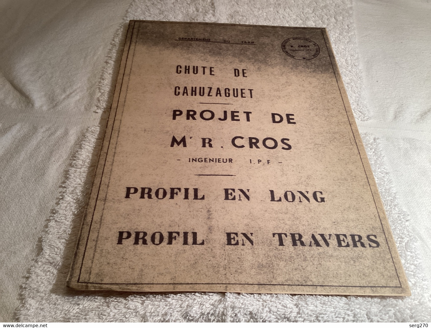 Plan Dessin Département Du Tarn Chute De Cahuzaguet Projet De Monsieur Cros  Ingénieur 1960 Diplôme Universitaire D’amén - Travaux Publics