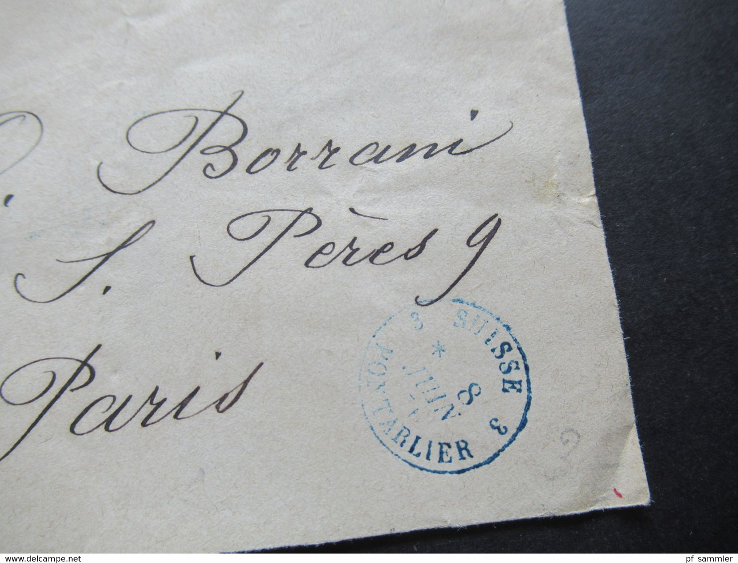 Schweiz 1876 Ganzsache Tübli Stempel Chaux De Fonds Nach Paris Blauer Stempel K1 Suisse 3 Pontarlier - Postwaardestukken