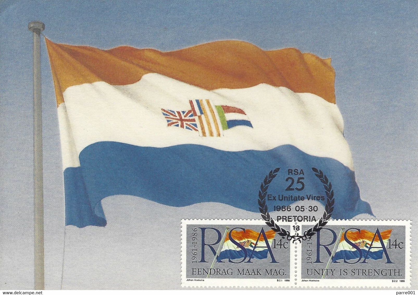 RSA South Africa 1986 Pretoria National Flag Republic Apartheid Period Maximum Card - Buste