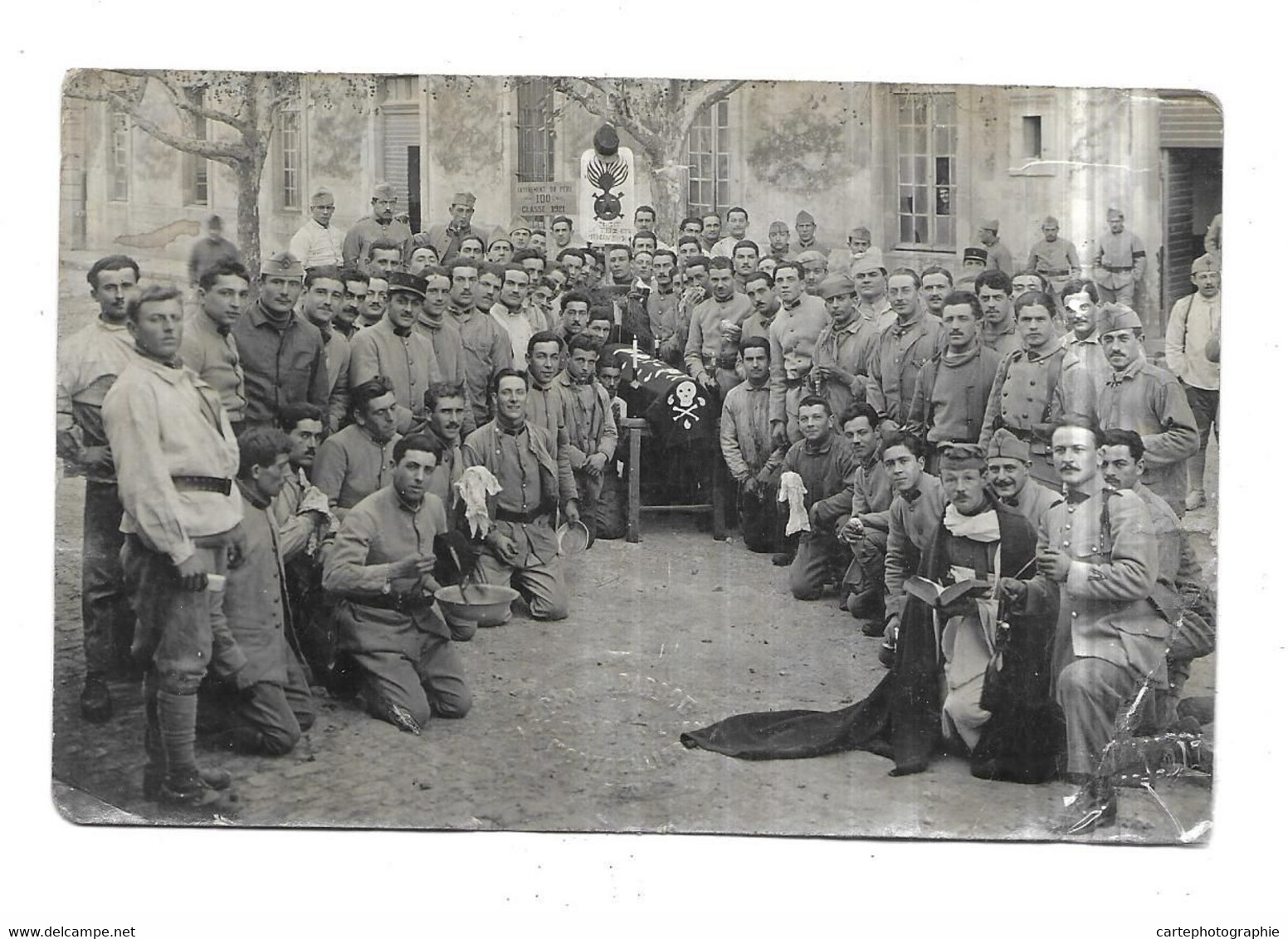 Montpellier Rare Carte Photo Bardou Enterrement Du Père Cent Célébré Par Le 3° Bataillon Du 2° Rgt Du Génie - Montpellier