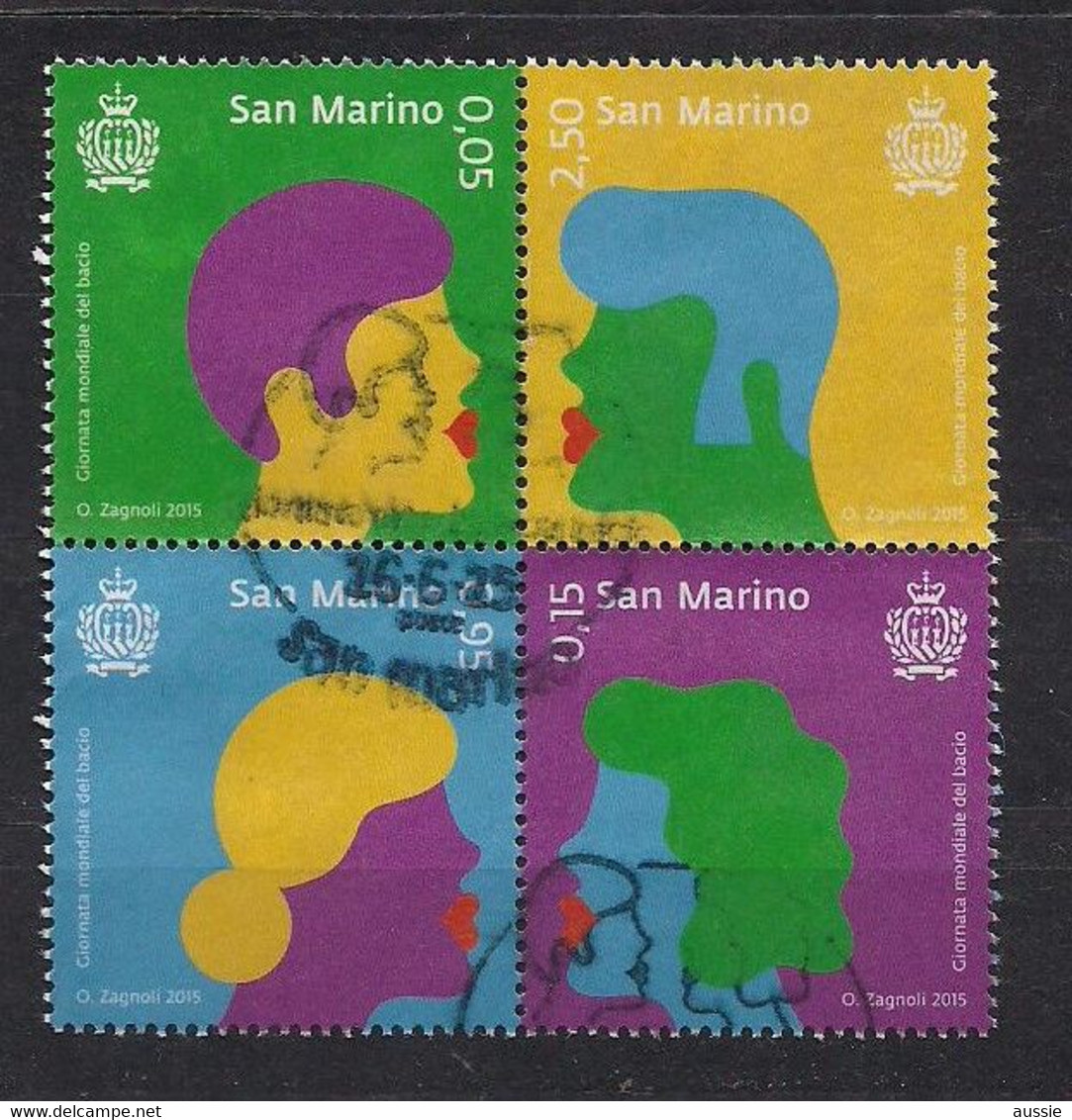 San Marino Saint-Marin Série De 16-06-2015  (°) Oblitéré Giornata Mondiale Del Bacio - Used Stamps