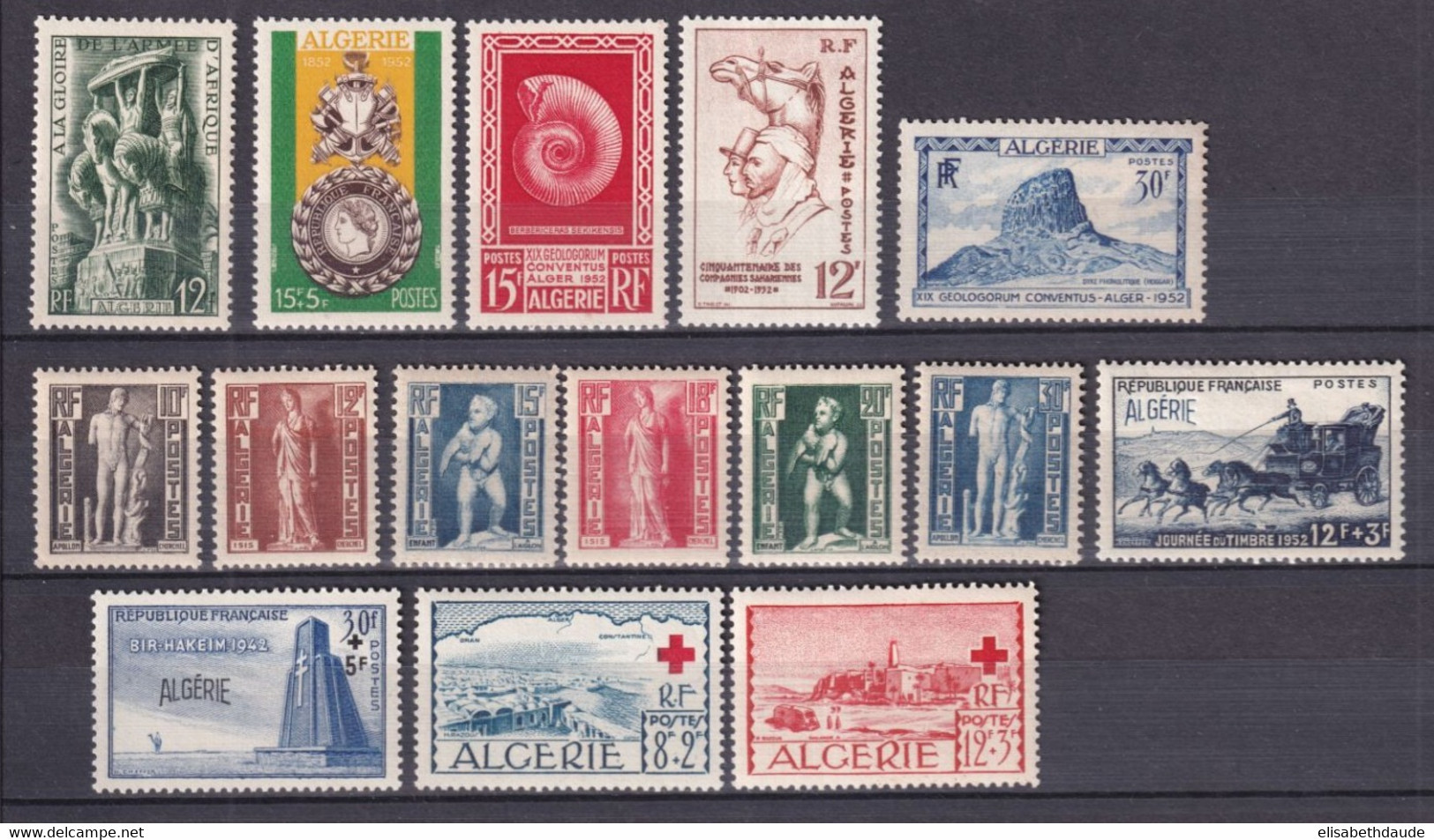 ALGERIE - ANNEE 1952 COMPLETE ** MNH - YVERT N°288/302 - COTE 2022 = 52 EUR. - Années Complètes