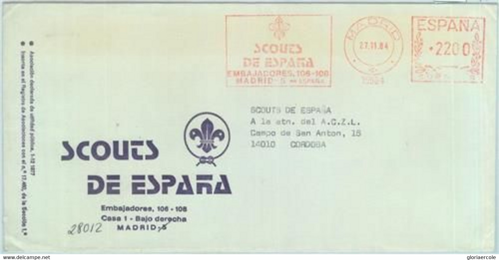 84834 -  ITALY  - POSTAL HISTORY - SPECIAL COVER & Postmark  1984 Boy Scouts - Lettres & Documents