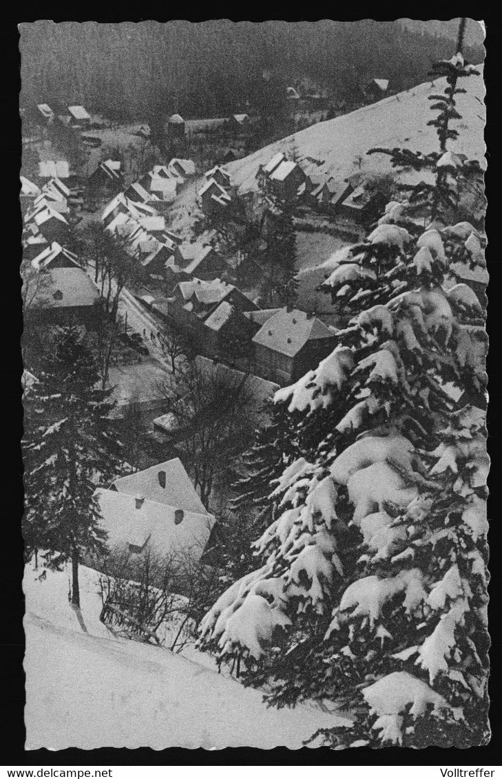 Orig. Foto AK Kleinformat 60er Jahre, Wildemann - Clausthal Zellerfeld Im Harz, Ortspartie Im Winter - Wildemann