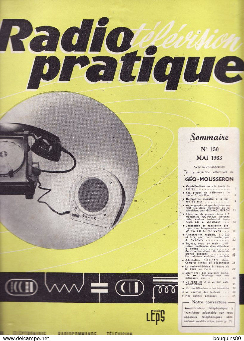 RADIO TELEVISION PRATIQUE N°150 Mai 1963 - Littérature & Schémas