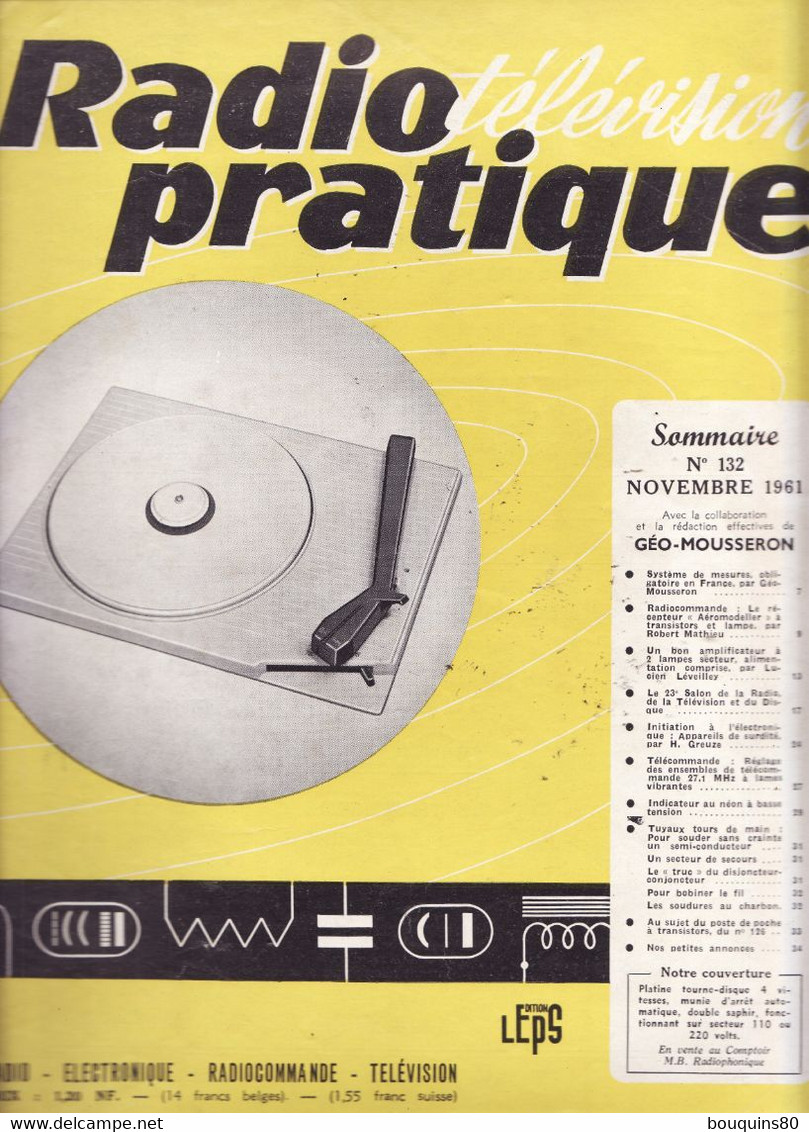 RADIO TELEVISION PRATIQUE N°132 Novembre 1961 - Littérature & Schémas