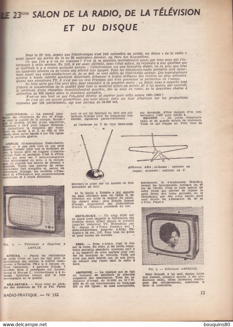 RADIO TELEVISION PRATIQUE N°132 Novembre 1961 - Literature & Schemes