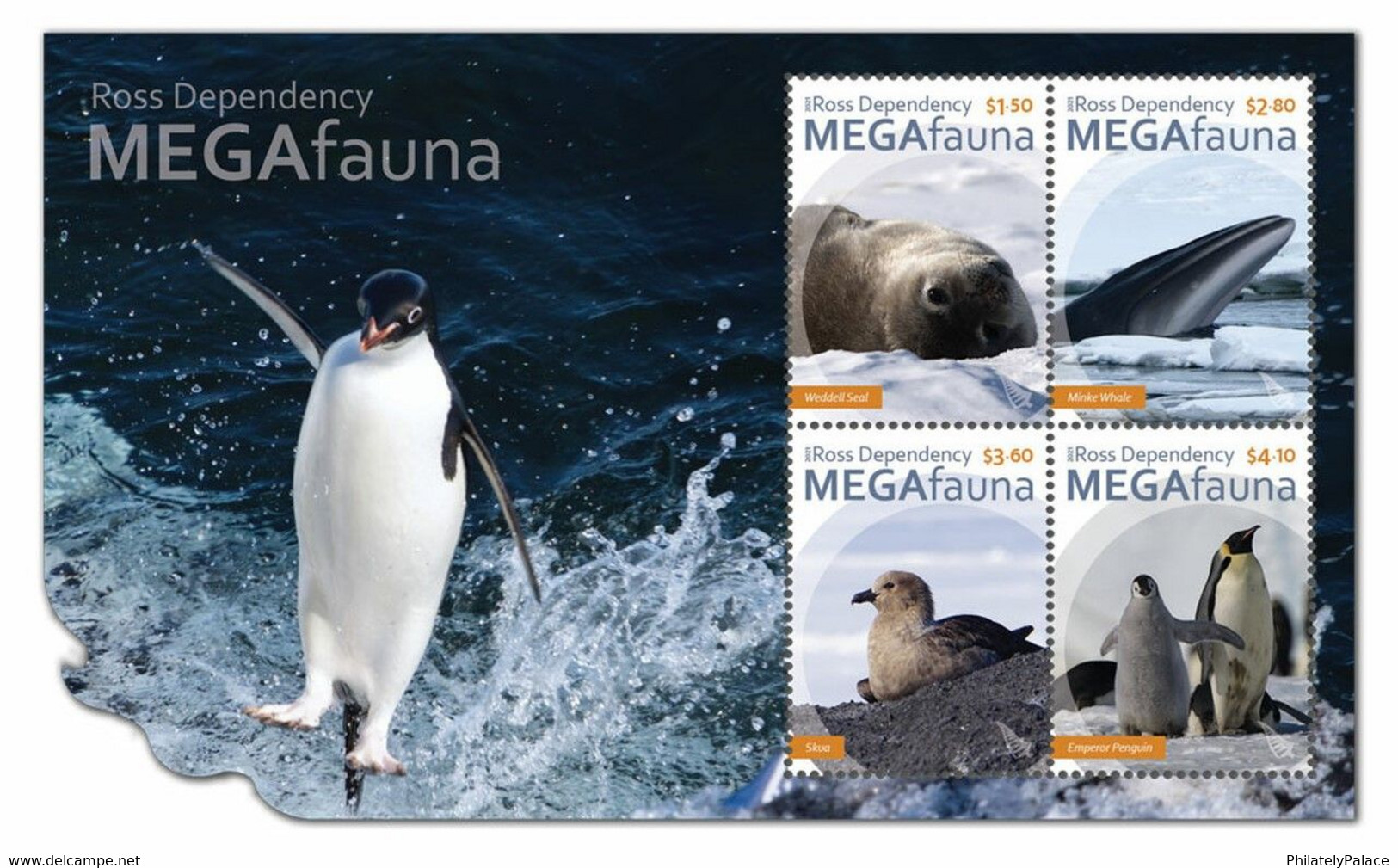 2021 Ross Dependency - Megafauna ,Antartica, Fauna ,Animal, Whale , Seal, Skua Bird, Penguin MS MNH (**) - Unused Stamps