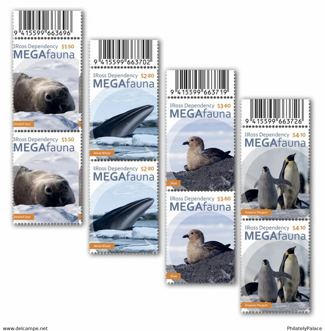 2021 Ross Dependency - Megafauna ,Antartica, Fauna ,Animal, Whale , Seal, Skua Bird, Penguin Barcode MNH (**) - Ungebraucht