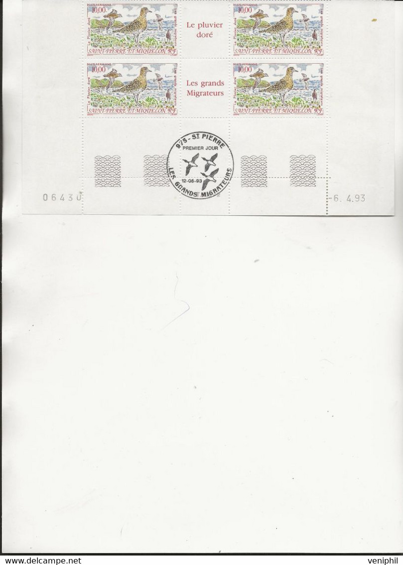 ST PIERRE ET MIQUELON - POSTE AERIENNE - BLOC DE 4 N° 73  NEUF SANS CHARNIERE - ANNEE 1993 - COTE : 18 € - Ongebruikt