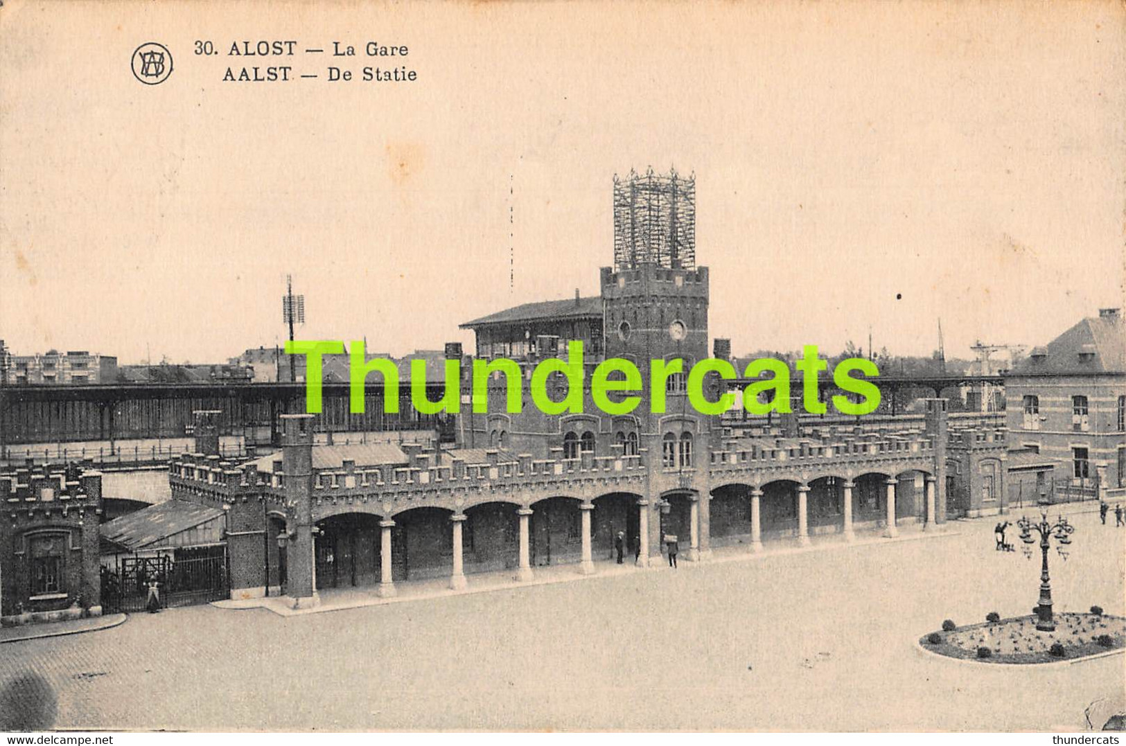 CPA AALST DE STATIE ALOST LA GARE - Aalst