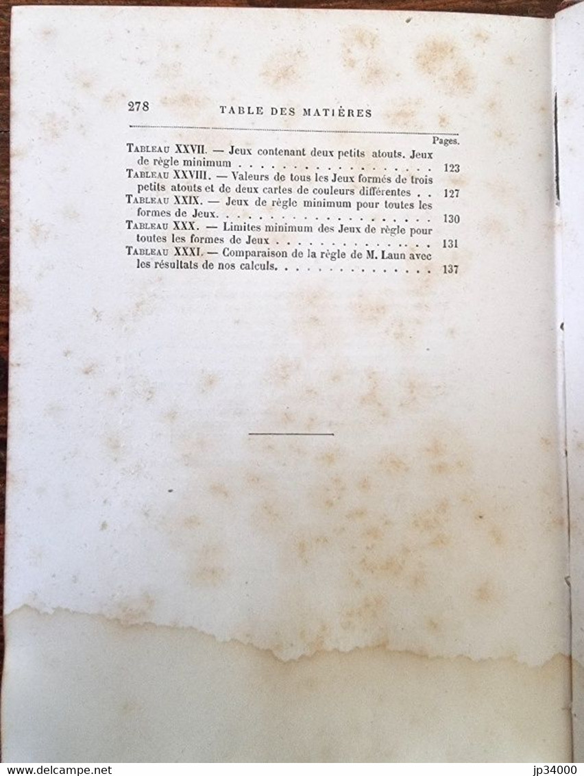 DORMOY Emile - Traité Mathématique De L'Ecarté. (1887) Jeux De Hasard, Cartes. - Palour Games