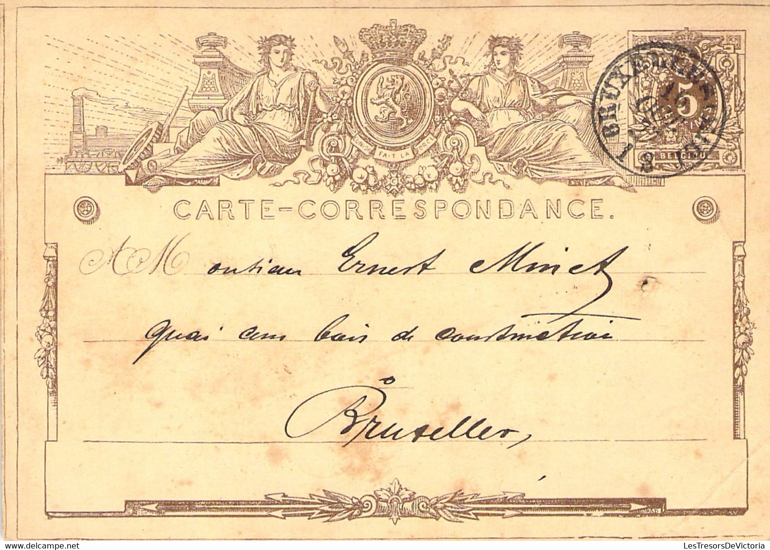 Carte Correspondance Entier Postal 5c Lion Couché - Oblitéré En 1872 - - Cartoline 1871-1909