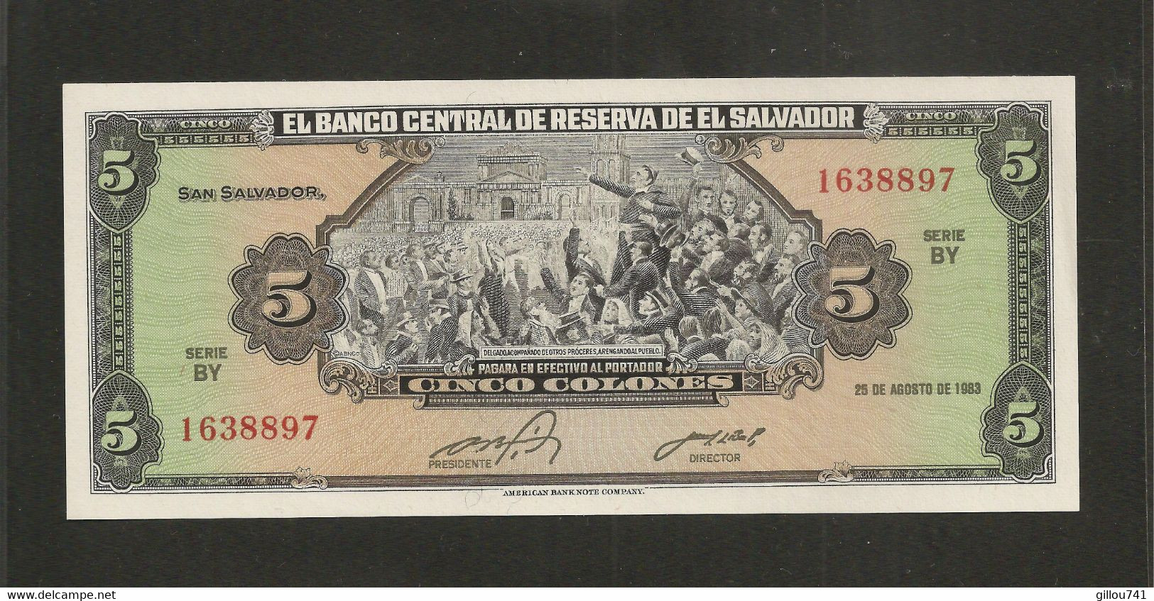 Salvador, 5 Colones, 1983 & 1988 "Printer ABNC" Issue - El Salvador