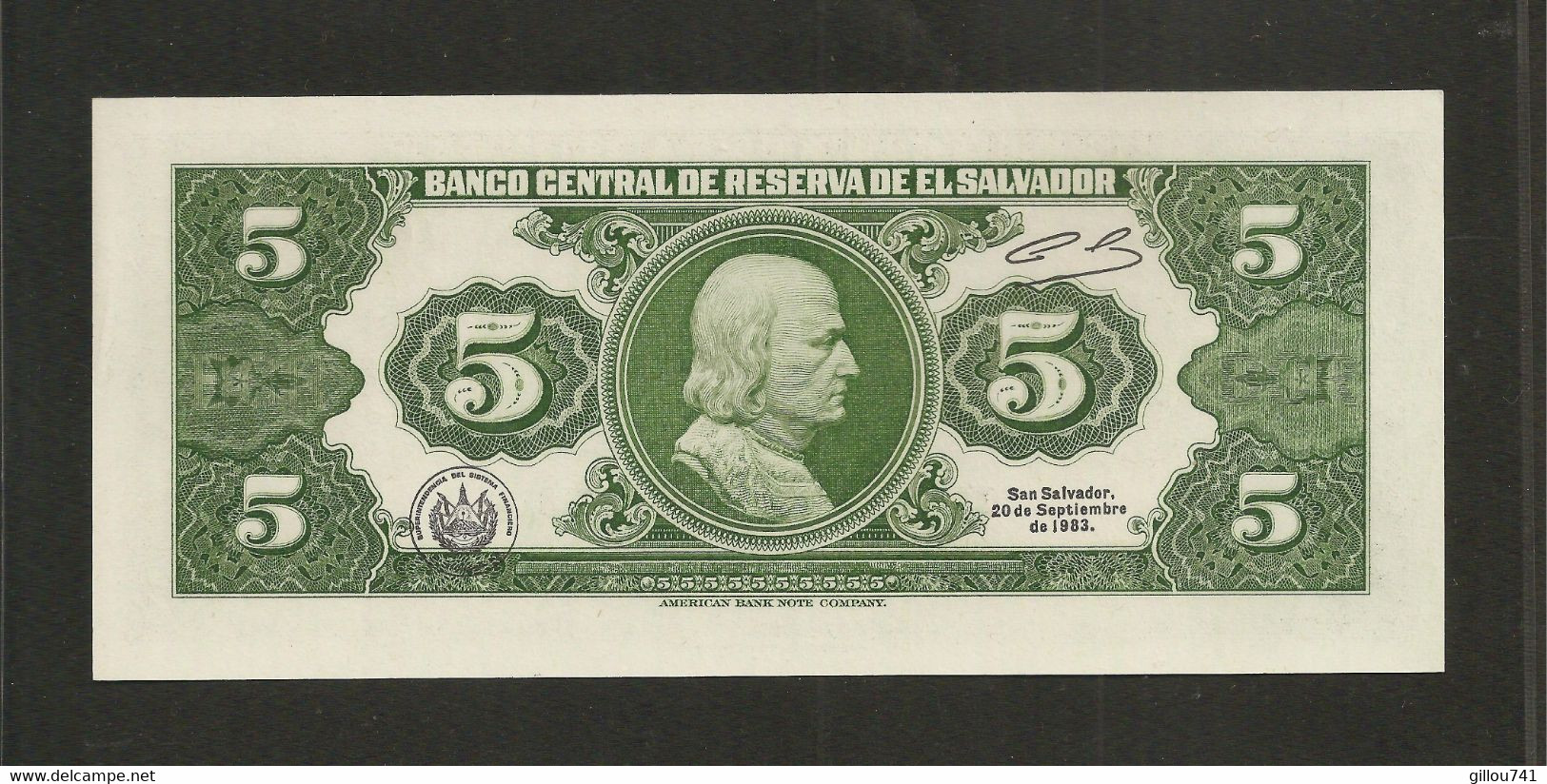 Salvador, 5 Colones, 1983 & 1988 "Printer ABNC" Issue - El Salvador