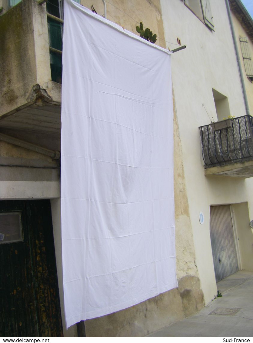 Drap Ancien Monogrammé  220 X 200 Cm - Draps/Couvre-lits