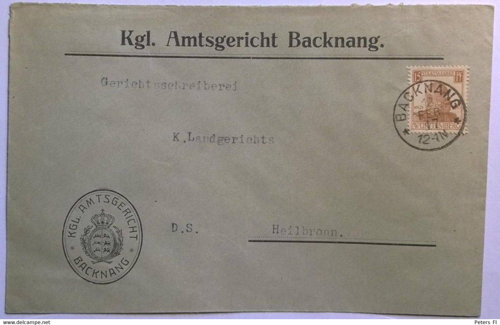 Württemberg, Brief Mit Mi.Nr. 244 Von Backnang Nach Heilbronn 1917 - Other & Unclassified