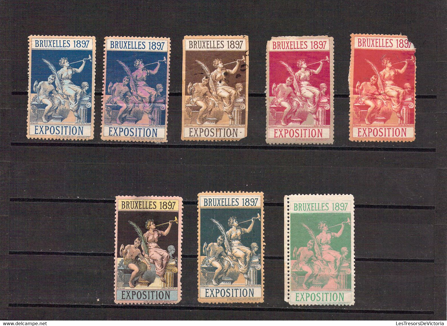 Lot De 8 Vignettes De L'exposition 1897  - Bruxelles - Erinnophilia [E]