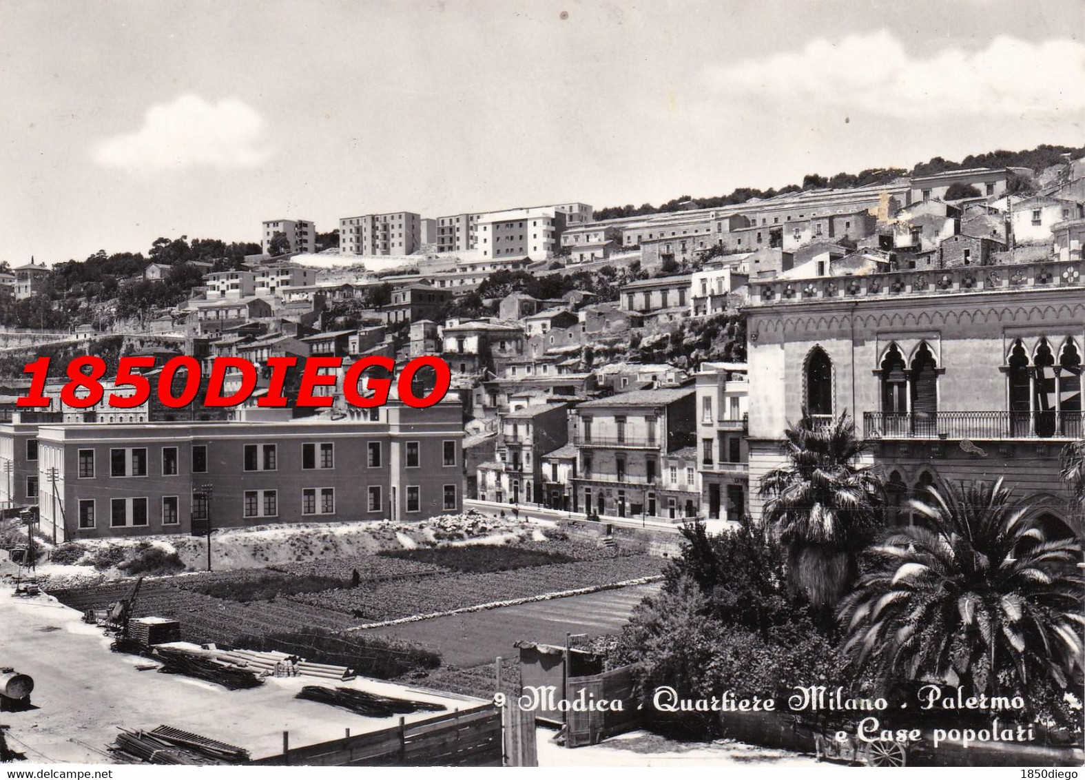 MODICA - QUARTIERE MILANO - PALERMO E CASE POPOLARI  F/GRANDE VIAGGIATA  1956 - Modica