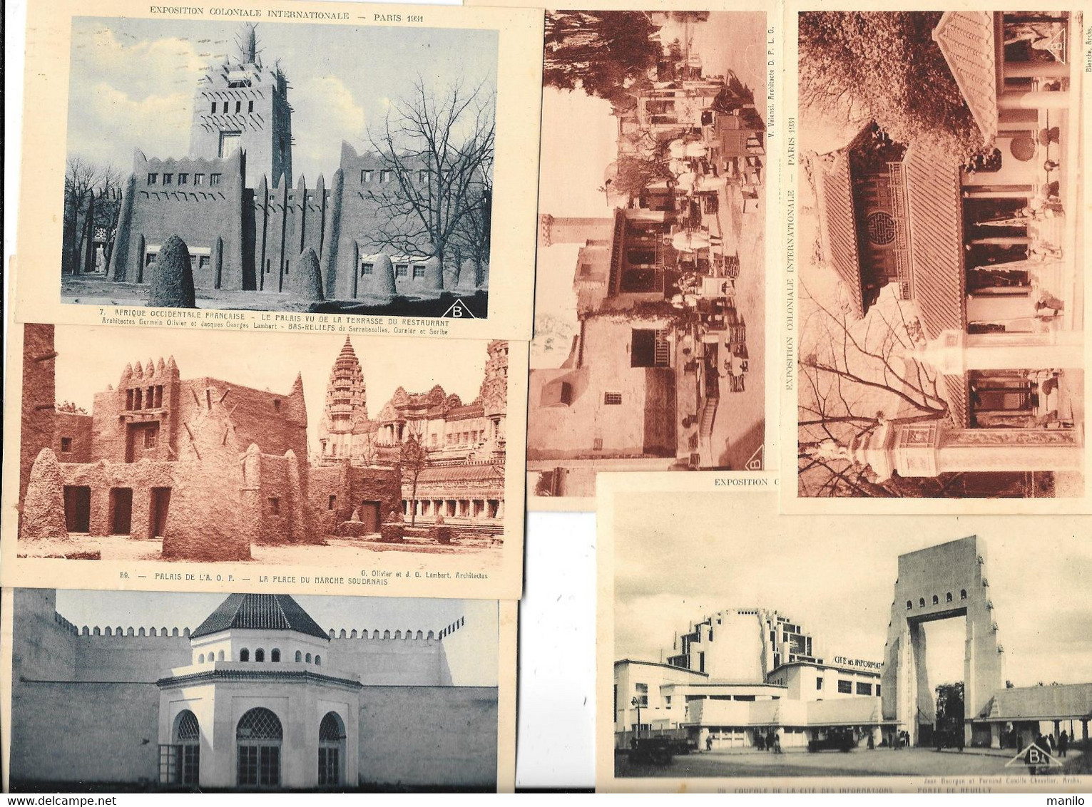 14 CARTES MAXIMUM -EXPOSITION COLONIALE INTERNAT. Paris 1931 AOF-MAROC-ANNAM-TUNISIE-ALGERIE-INDOCHINE-ANGKOR-VAT - Expositions