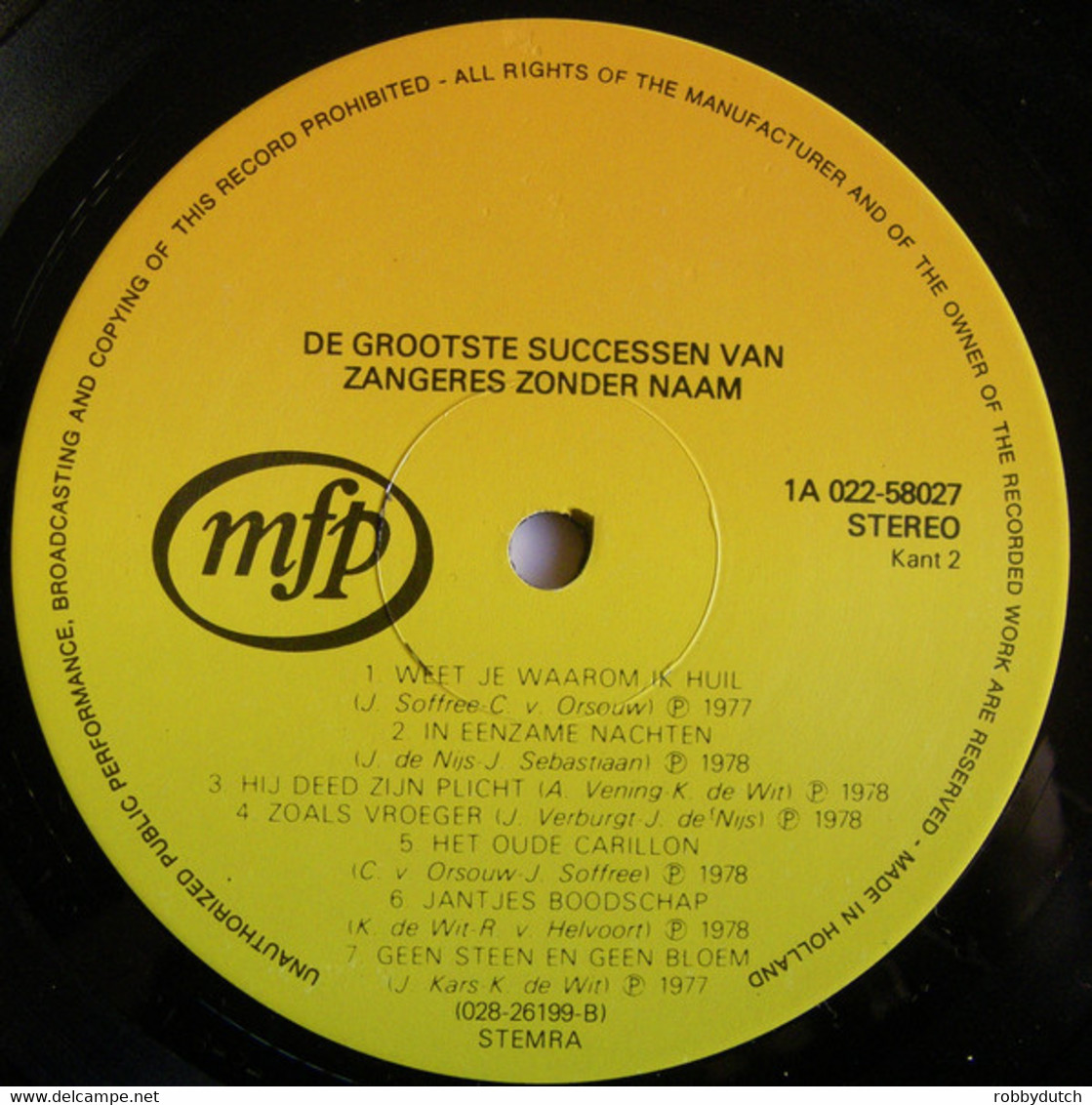 * LP * DE GROOTSTE SUCCESSEN VAN DE ZANGERES ZONDER NAAM - Sonstige - Niederländische Musik