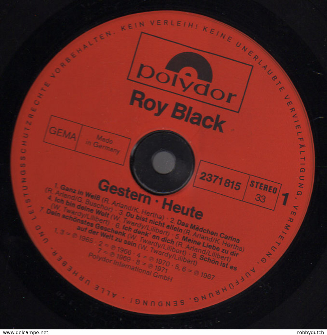 * LP * ROY BLACK - GESTERN HEUTE (Germany 1977 EX!!!) - Other - German Music