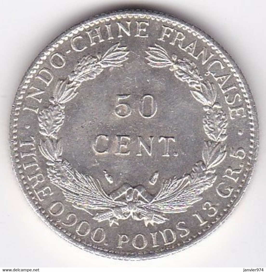 Indochine Française. 50 Cent 1936 . En Argent , Lec 261, SUP/XF - French Indochina