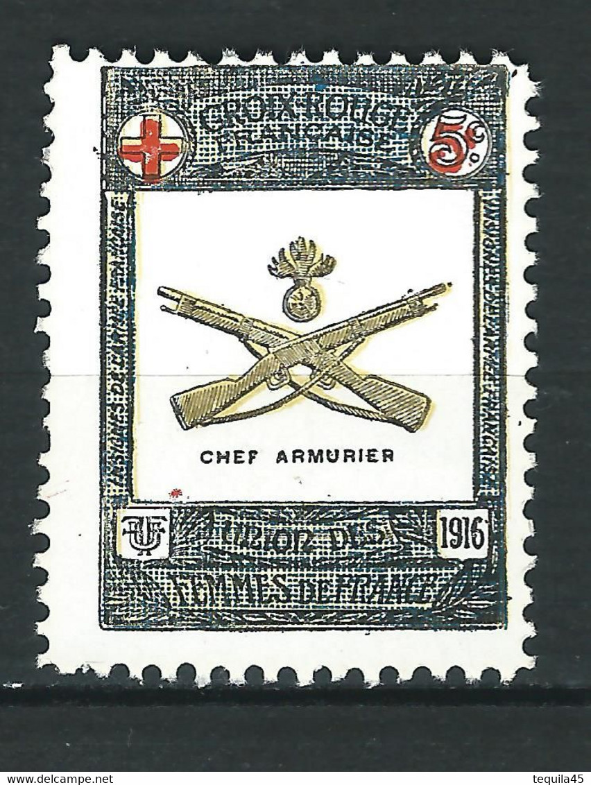 VIGNETTE Croix Rouge DELANDRE "R" - FRANCE Insignes Des Chefs Armuriers - WWI WW1 Cinderella 1914-16 - Red Cross
