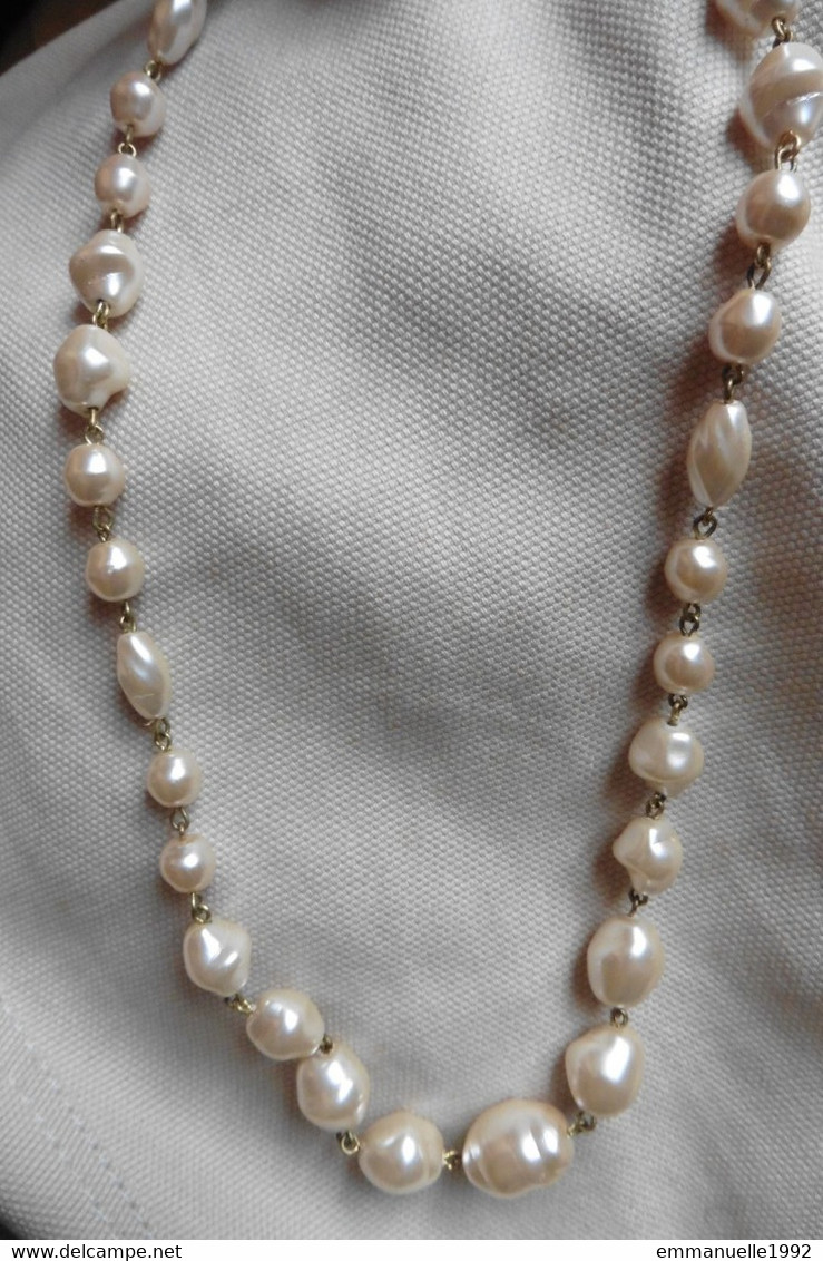 Vintage - Collier Années 1950 Style Grace Kelly Perles Fines Baroques Nacrées Fantaisie - Halsketten
