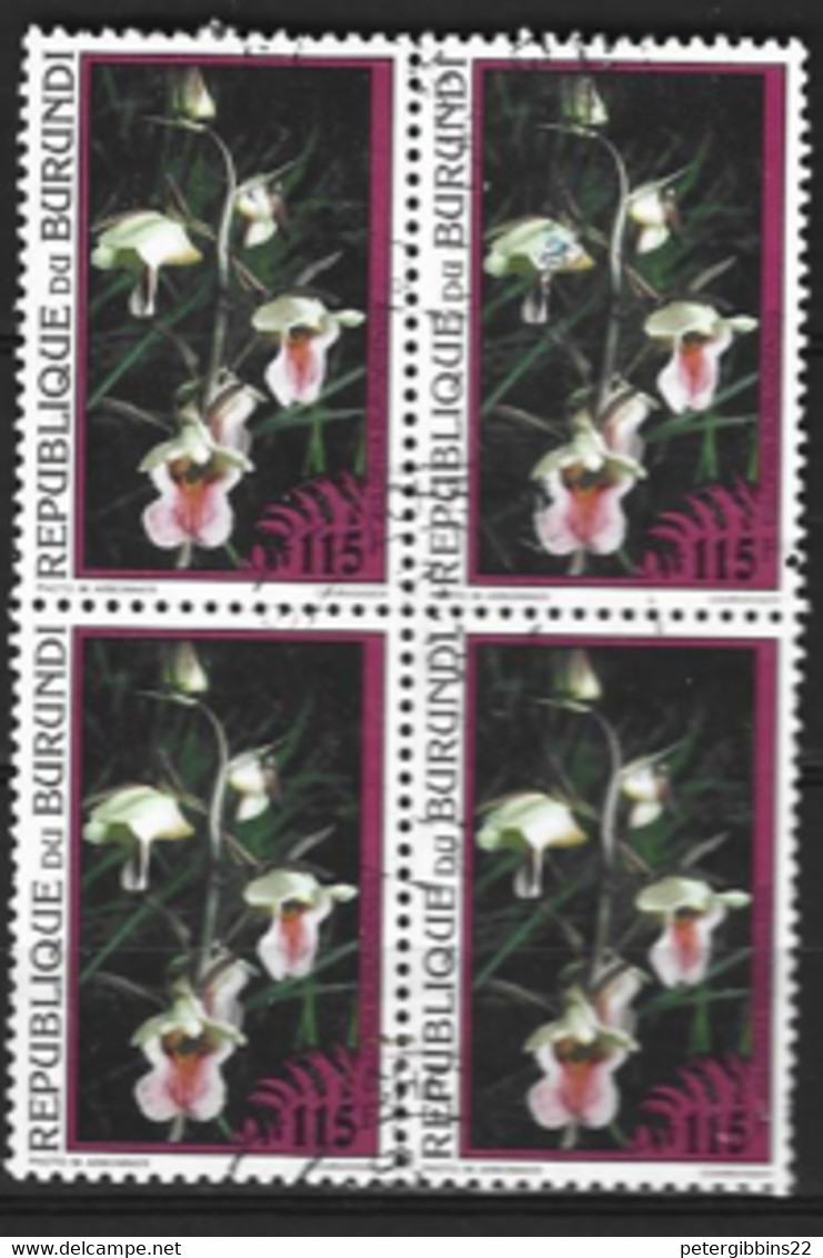 Burundi  1995    SG  1598  Flowers  Fine Used  Block Of Four - Used Stamps