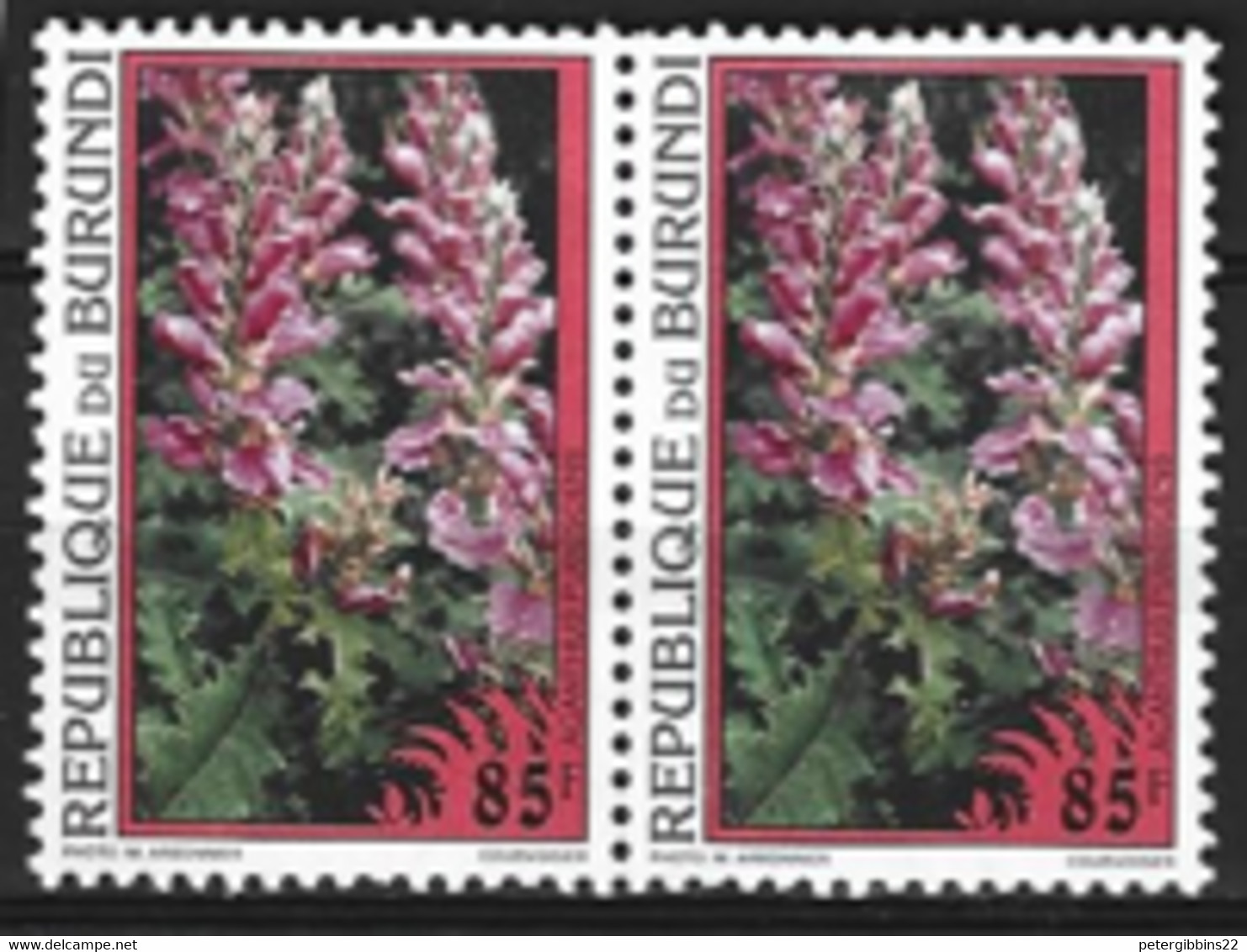 Burundi  1995    SG  1595  Flowers    Fine Used  Pair - Oblitérés