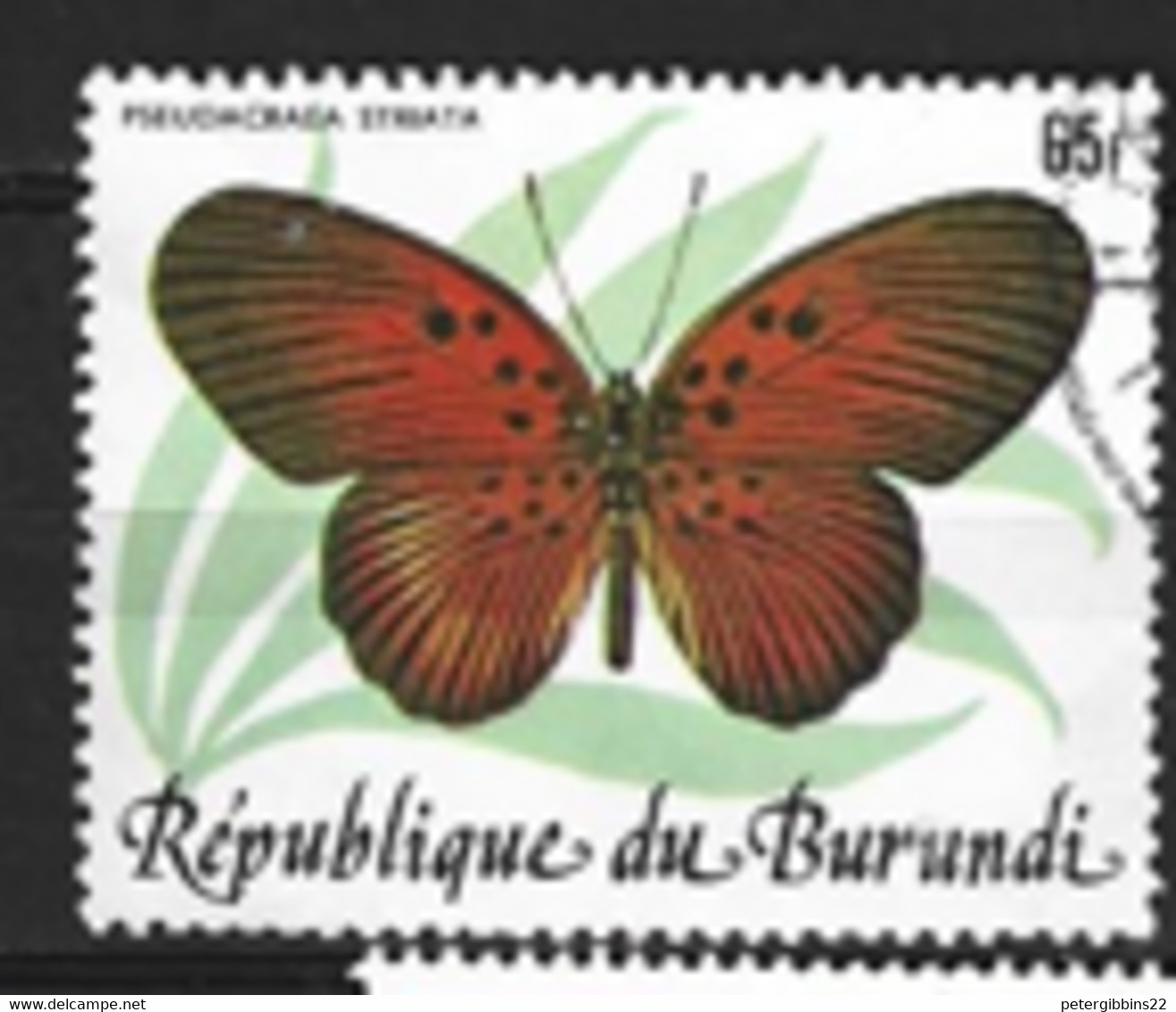 Burundi  1984 SG 1434 Striatus  Butterfly      Fine Used - Gebruikt