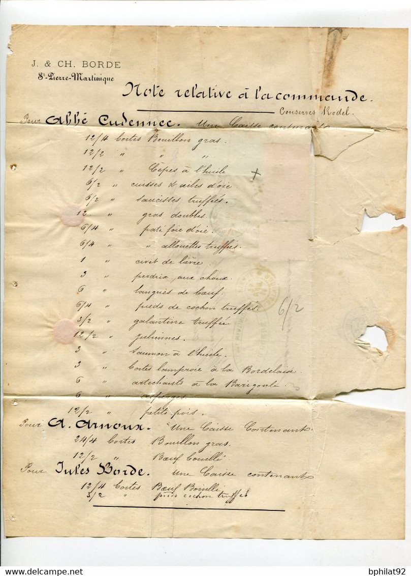 !!! LETTRE DE ST PIERRE - MARTINIQUE POUR BORDEAUX DE 1874 PAR VOIE FRANCAISE. TARIF A 2,10F, BELLE COMBINAISON - Ceres