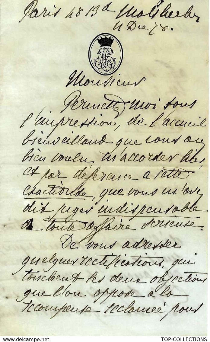 1878  MOLLARD MINISTERE DES AFFAIRES ETRANGERES 3° REPUBLIQUE  SOLLICITATION DECORATION MR PERNOUX DE BECCKMAN - Documentos Históricos