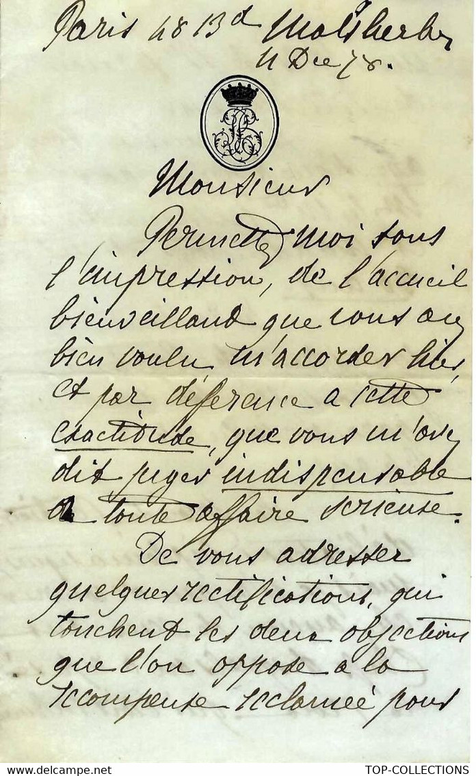 1878  MOLLARD MINISTERE DES AFFAIRES ETRANGERES 3° REPUBLIQUE  SOLLICITATION DECORATION MR PERNOUX DE BECCKMAN - Documents Historiques