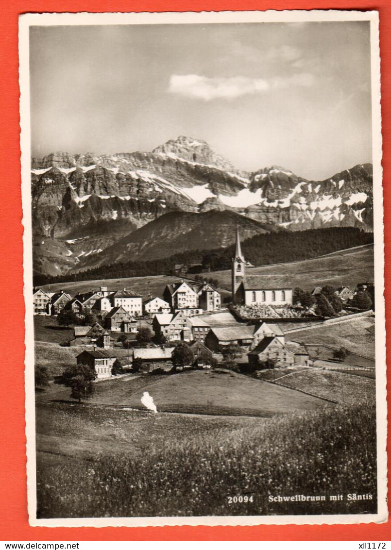 ZMM-02 Schwellbrunn Mit Säntis. GF. Gelaufen 1956  Gross 20094 - Schwellbrunn