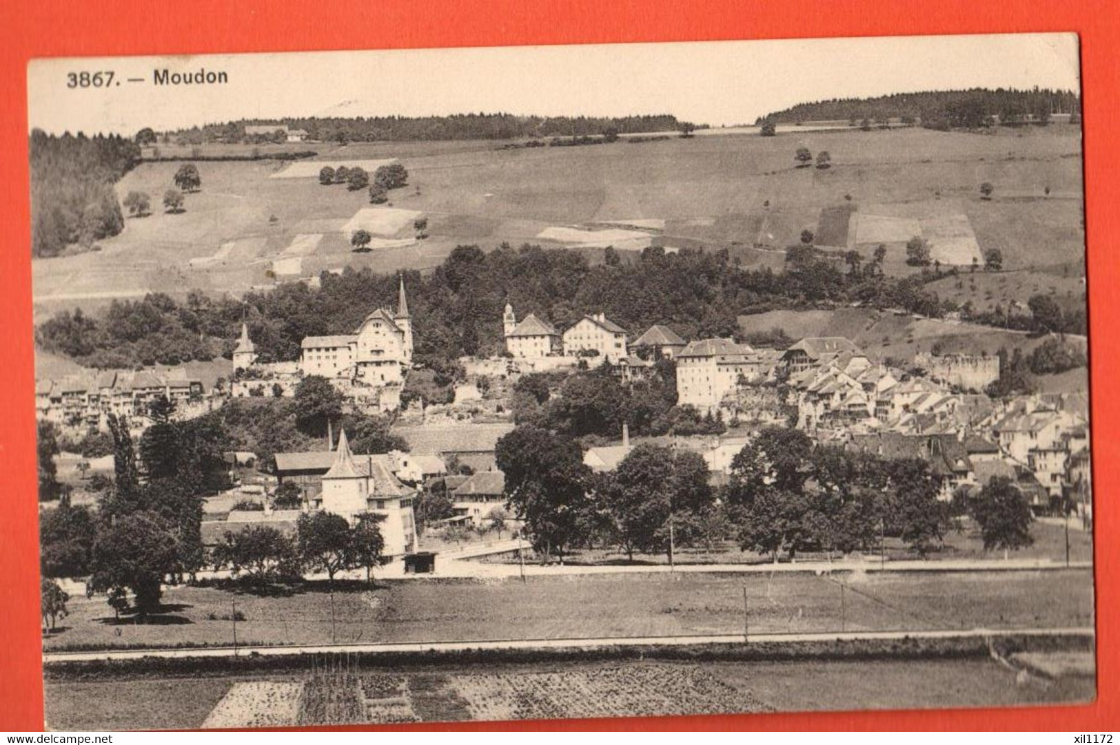 ZMM-11 RARE  Moudon Broye  Vue Rapprochée  Cachet Moudon 1911  Pour Etretat Seine Inférieure Phototypie - Moudon