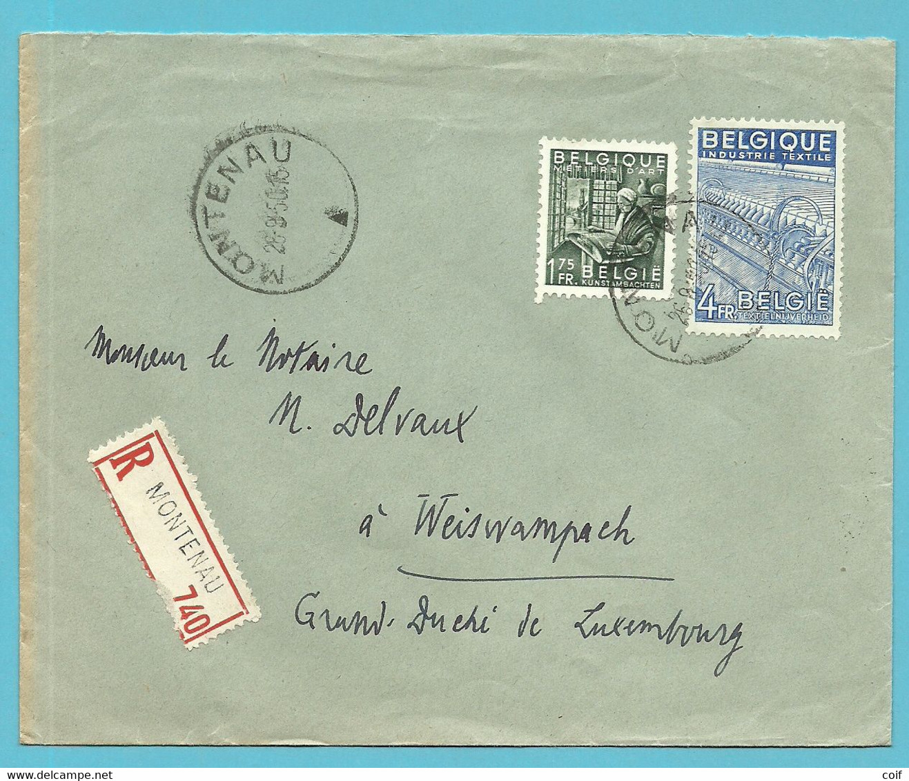 768+771 Op Brief (voorkeurtarief / TARIF PREFERENTIEL) !!! Aangetekend Stempel MONTENAU (canton De L'est) Naar LUXEMBURG - 1948 Export