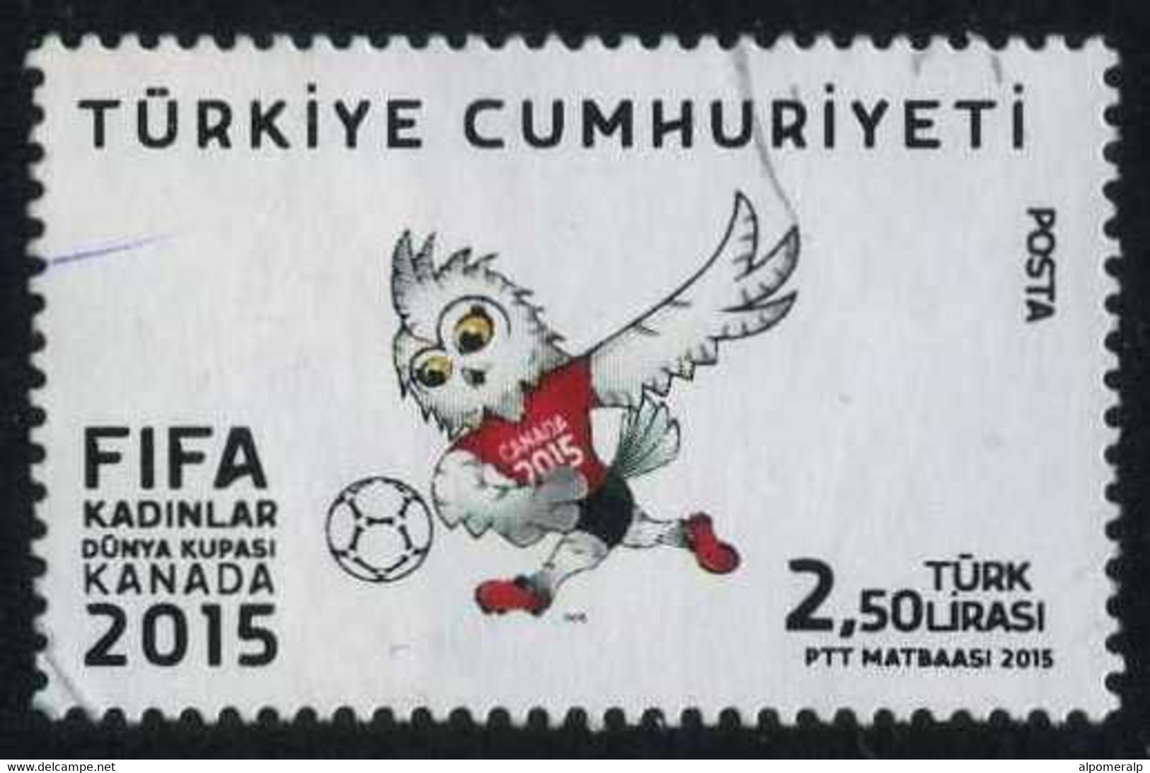 Türkiye 2015 Mi 4189 FIFA Women's World Cup Canada, Football (Soccer), Owl, Mascot, Bird Of Prey - Gebraucht