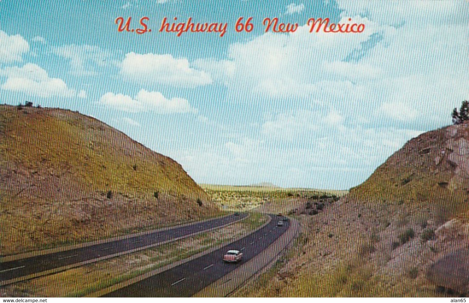 New Mexico Route 66 , Between Tucumcari And Santa Rosa, C1950s/60s Vintage Postcard - Ruta ''66' (Route)