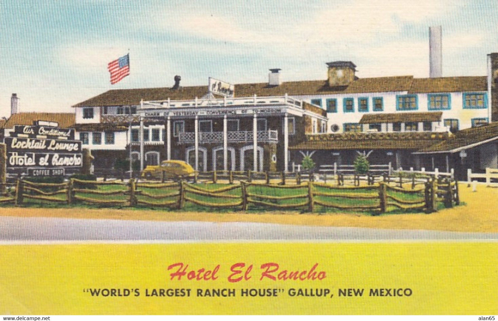 Gallup New Mexico, Route 66, Hotel El Rancho, C1940s/50s Vintage Postcard - Ruta ''66' (Route)