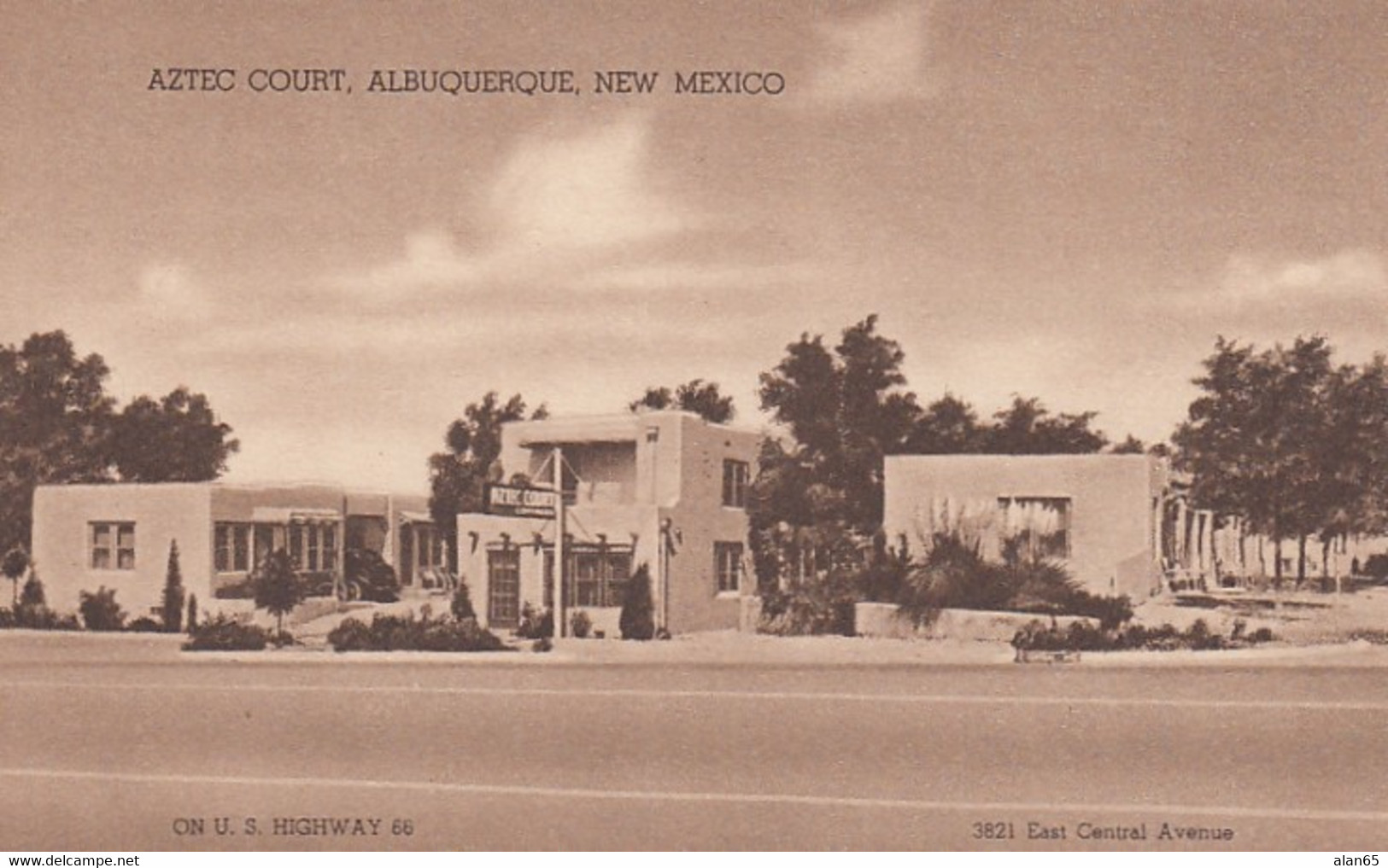 Albuquerque New Mexico, Route 66, Aztec Court Motel, C1940s/50s Vintage Postcard - Route ''66'