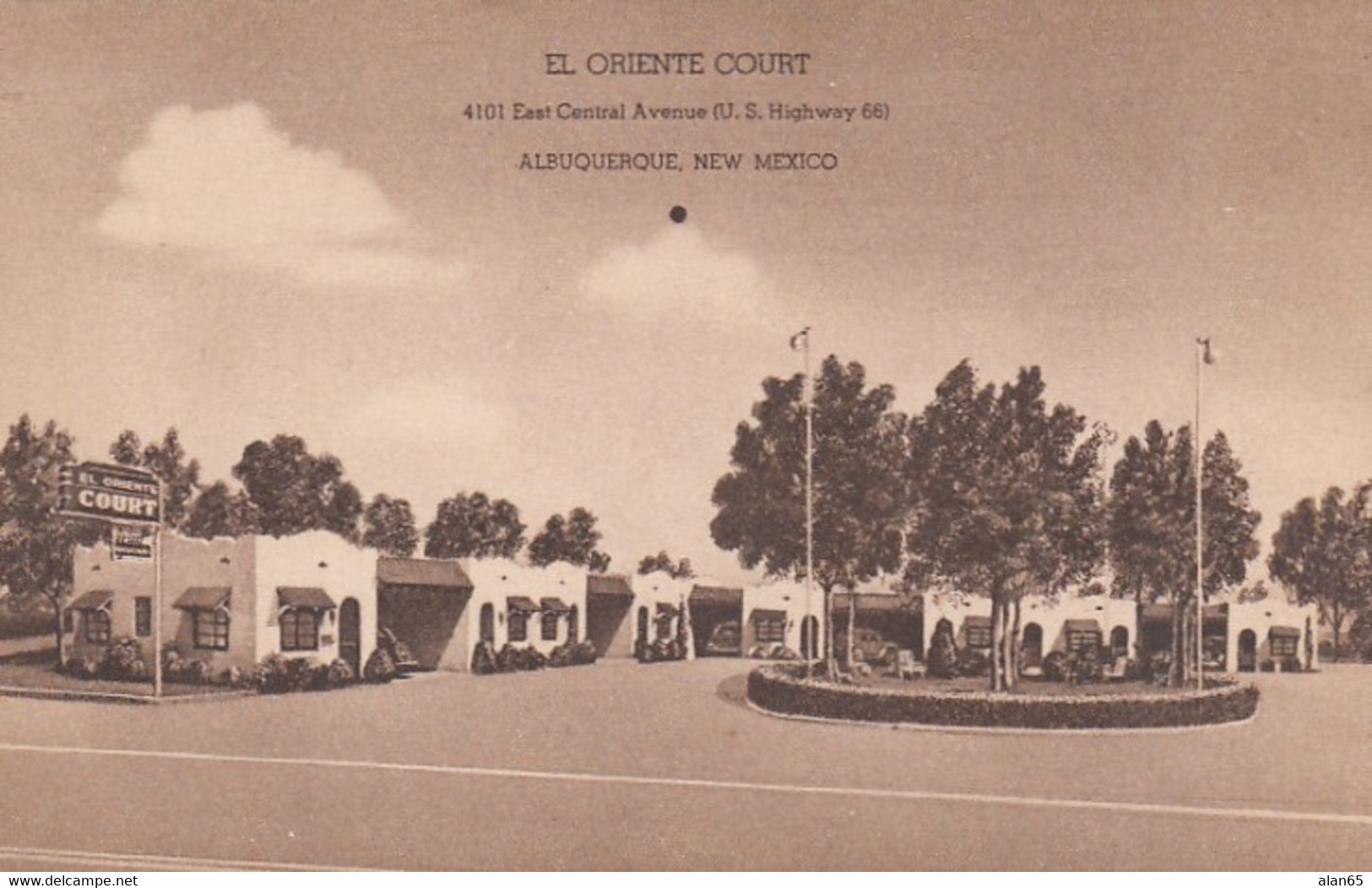 Albuquerque New Mexico, Route 66, El Oriente Court Motel, C1940s/50s Vintage Postcard - Ruta ''66' (Route)