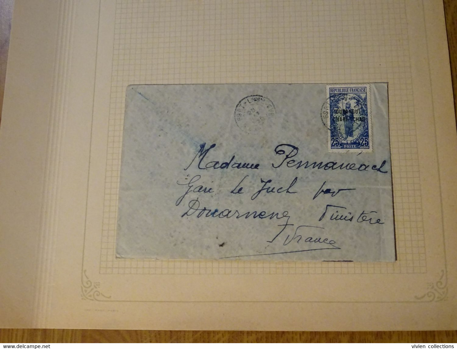 France Colonies Françaises Oubangui 1923 Lettre De Fort Lamy Tchad Pour Douarnenez (29) Avec Passage Par Brazzaville Dos - Storia Postale