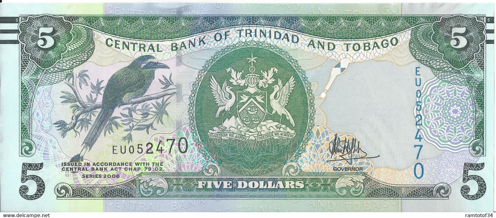 TRINITE ET TOBAGO - 5 Dollars (série 2006) - 2017 UNC - Trinidad & Tobago