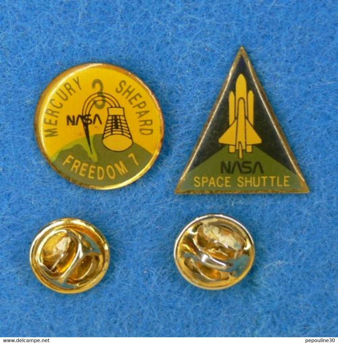 2 PIN'S //  ** NASA SPACE SHUTTLE / SHEPARD MERCURY FREEDOM 7 ** - Space