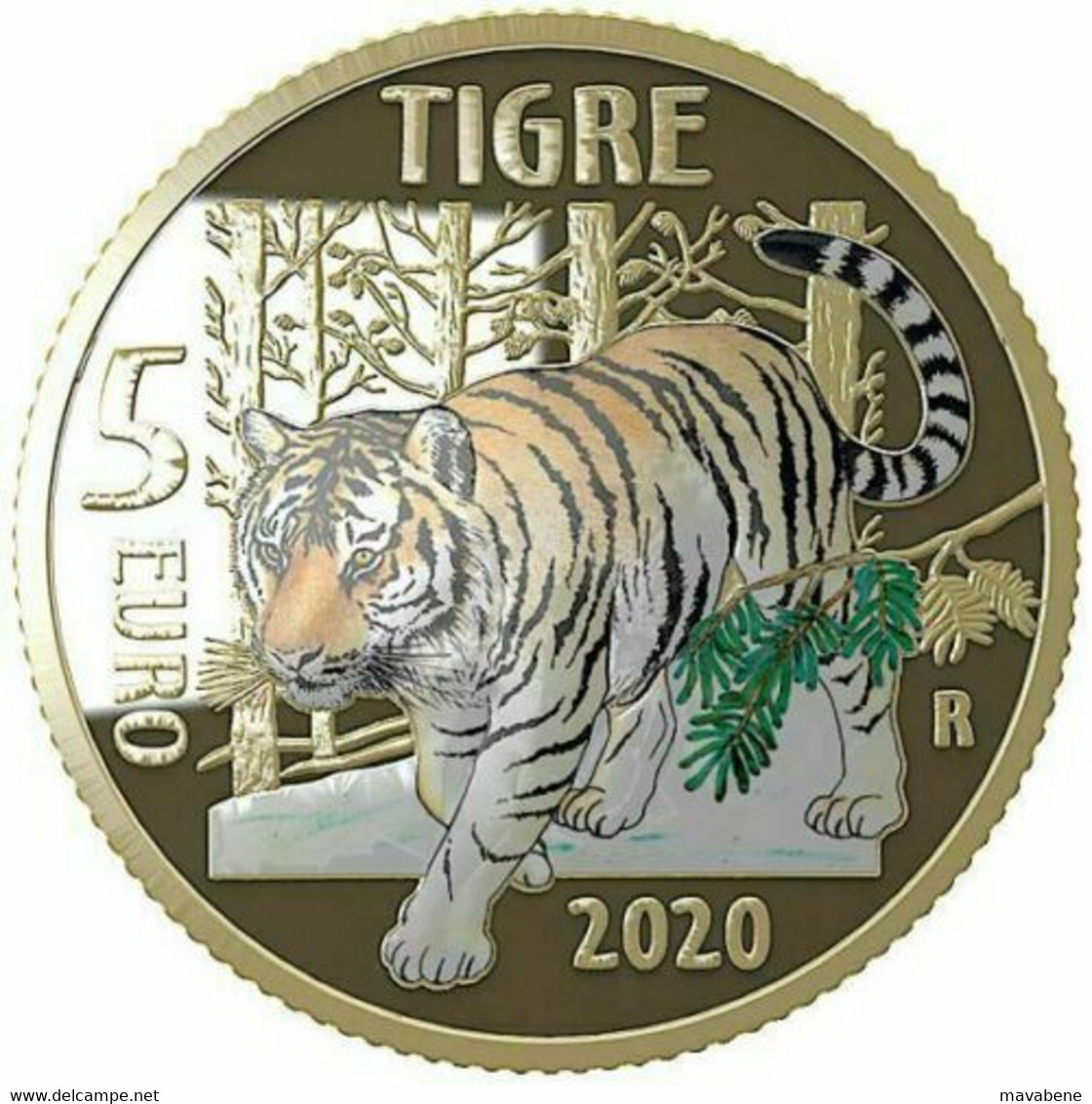 ITALIA 2020 TIGRE ANIMALI VIA DI ESTINZIONE MONETA 5 EURO PROOF COFANETTO IPZS - Colecciones