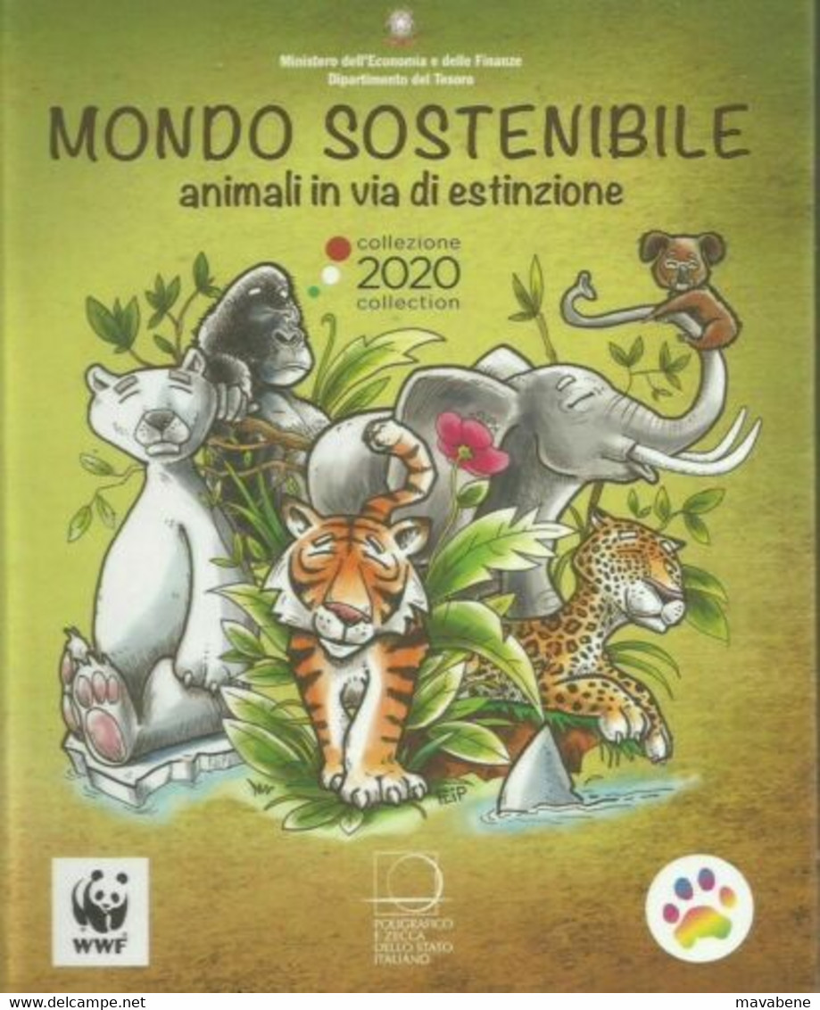 ITALIA 2020 TIGRE ANIMALI VIA DI ESTINZIONE MONETA 5 EURO PROOF COFANETTO IPZS - Collezioni