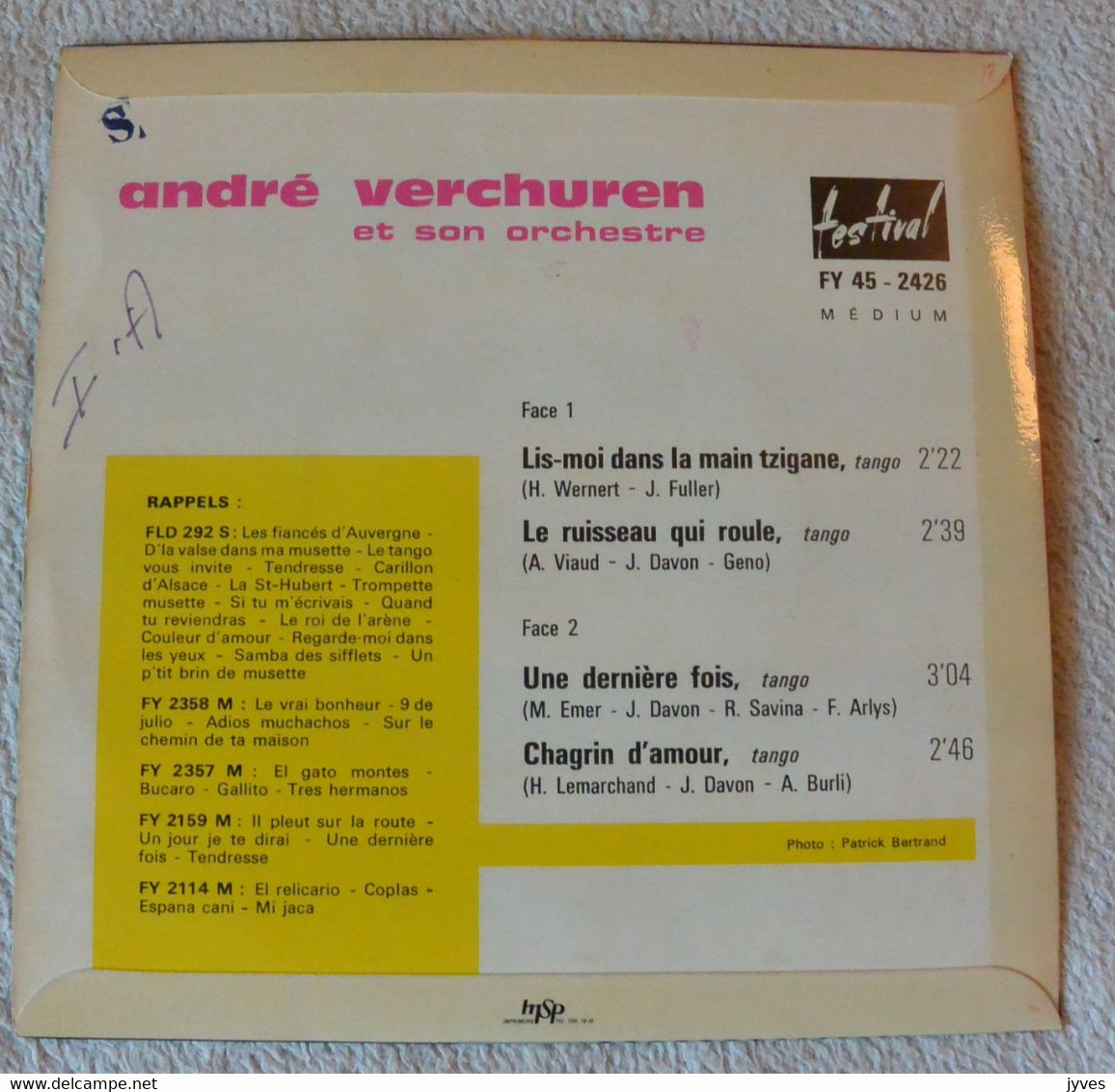 André Verchuren Et Son Orchestre - Chagrin D'amour - 45 T - Maxi-Single