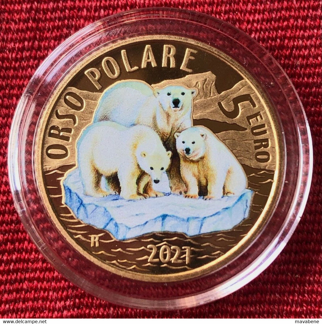 ITALIA 2021 ORSO POLARE ANIMALI VIA DI ESTINZIONE MONETA 5 EURO PROOF COFANETTO - Verzamelingen